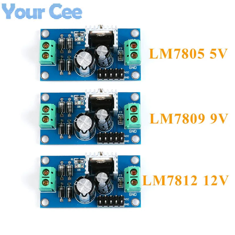 LM7805 LM7809 LM7812 DC/AC 5V 9V 12V Three Terminal Voltage Regulator Power Supply Module Output Max 1.2A