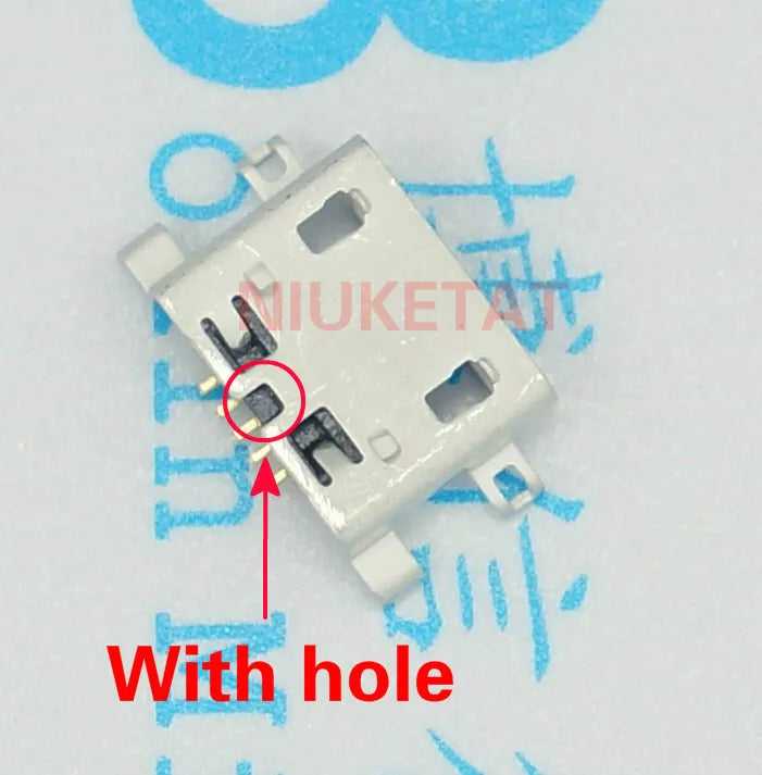 100pcs Micro USB Connector 5Pin 0.8mm B Type With Hole Female For Mobile Phone Micro USB Jack Connector 5 Pin Charging Socket