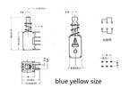 5pcs  Right Angle PCB Latching Push Button Switch DPDT Double Pole 6 Pin self-locking key power switches red blue yellow A03/04