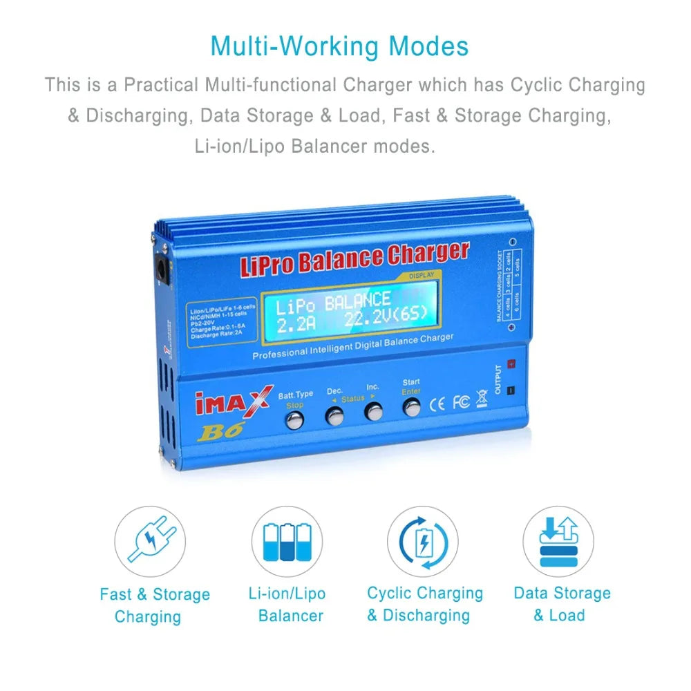 IMAX B6 80W Digital RC Balance Charger Discharger for LiPo NiMH NiCd LiFe Pb Battery Lipro Charger+ 15V 6A Adapter Optional