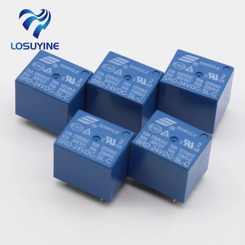 5pcs SRD-24VDC-SL-C 24VDC 10A 250 VAC Power relay PCB Type T73-24V 5 feet  New and original