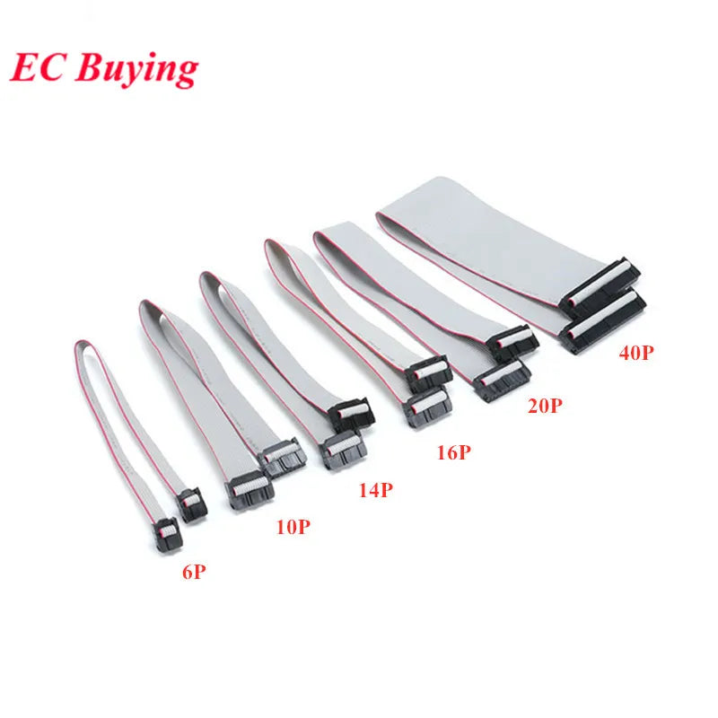 2.54mm Pitch FC-6/8/10/12/14/16/20/24/30/34/40/50 PIN JTAG ISP Download Cable Gray Flat Ribbon Data Cable for DC3 IDC Box Header