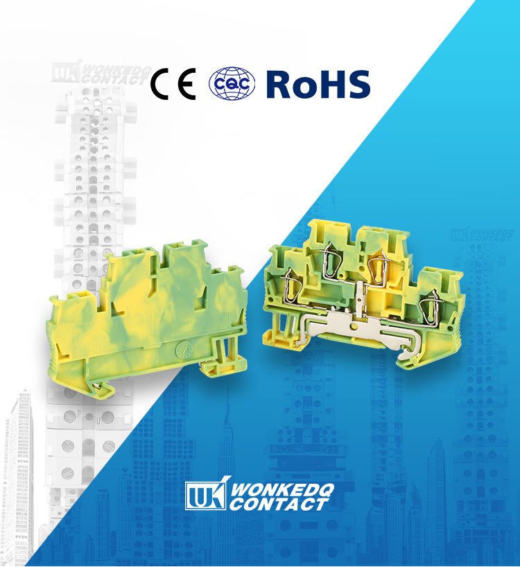 5Pcs STTB2.5-PE Ground Wire Connector Spring-cage 2 Level Earth Protect Plug Electrical STTB 2.5 PE Din Rail Terminal Block