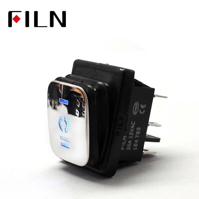 on off on KCD4 IP67 Waterproof Sealed Rocker Switch 3 Way 6 Pins Heavy Duty DPDT Switch Momentary on 30A 250v 12V 220V with Lamp