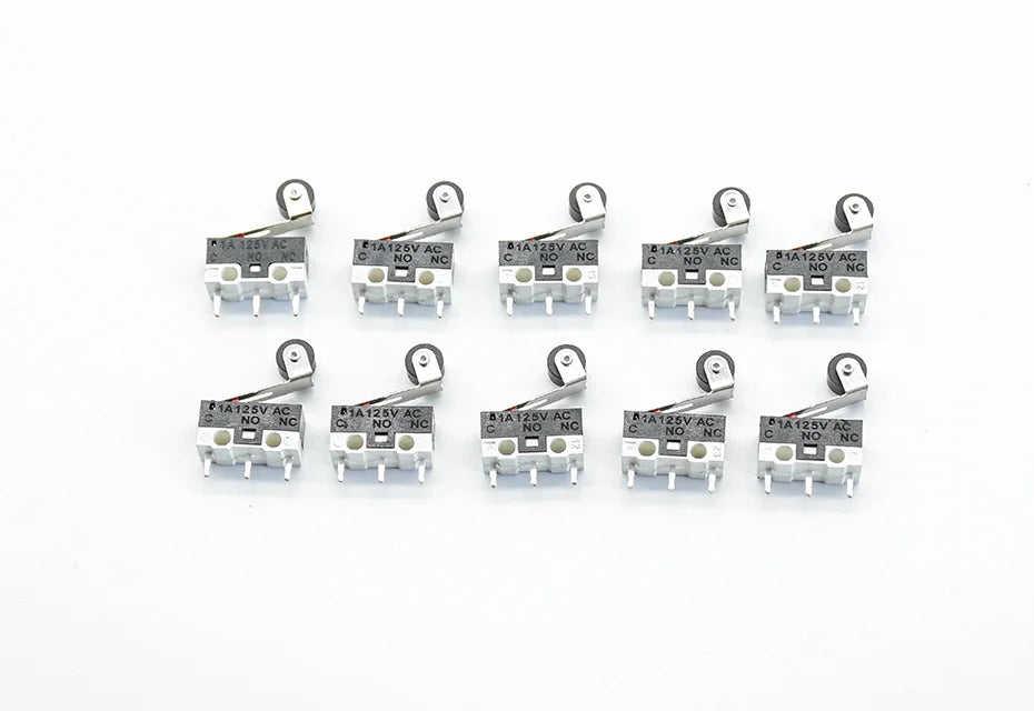 10pcs  3Pins Long handle Roller Lever Arm SPDT 12* 6 *6mm TIAIHUA Mous  Switch 1A 125V AC Micro Limit Switch