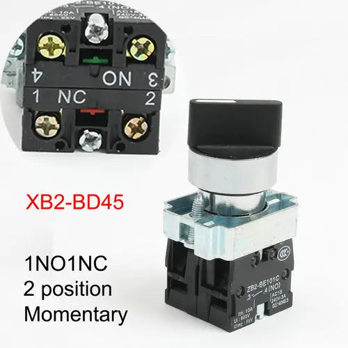 XB2-BD21 BD25 BD33 BD53 BD73 1NO/2NO/1NO1NC 2/3 position Latching self-locking selector push button switch Momentary self-Reset