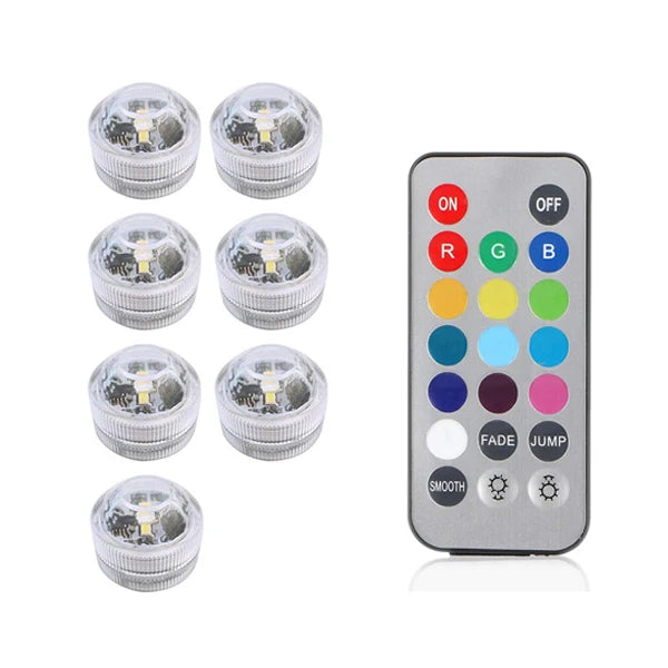 Submersible LED Lights Waterproof RGB Underwater Light For Wedding Tea Light Hot Tub Pond Pool Bathtub Aquarium Party Vase Decor
