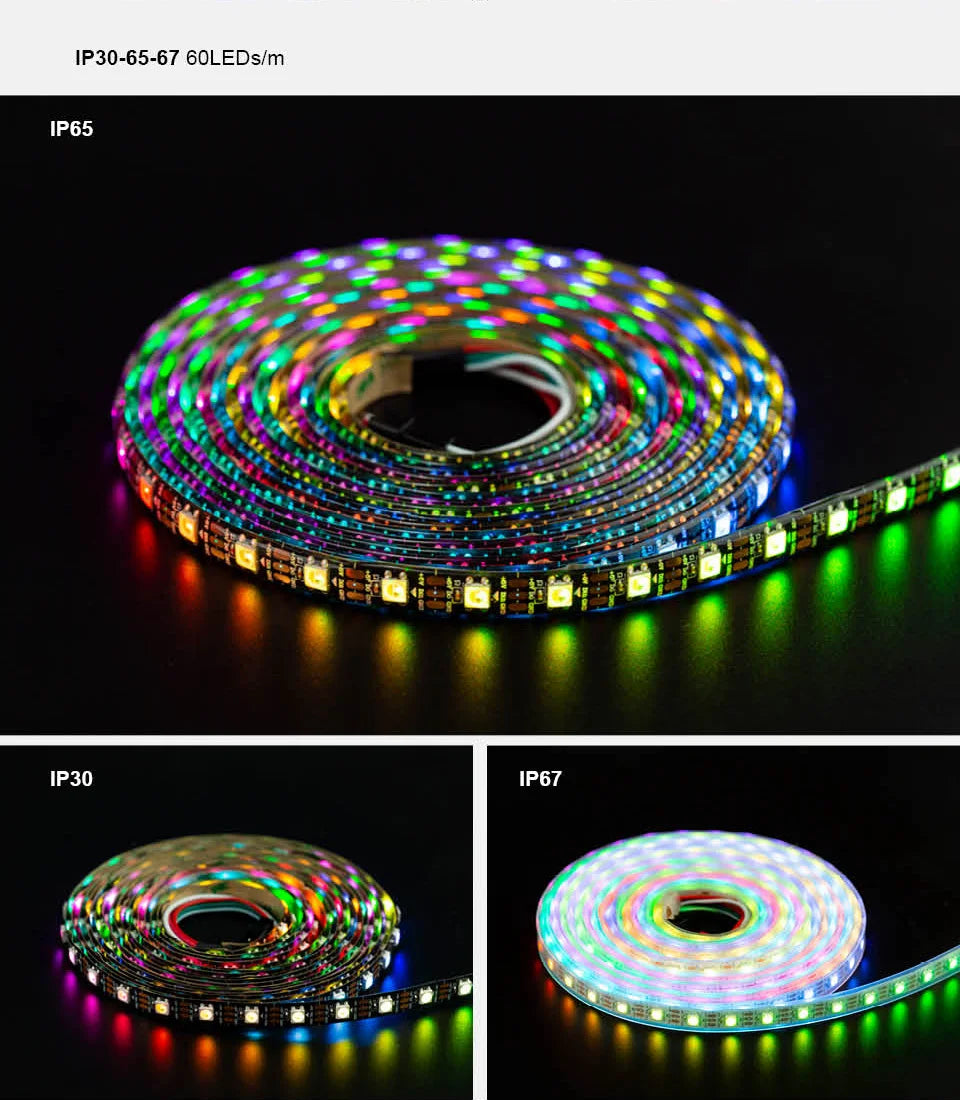 5V SK6812 RGBW Led Strip Light 4 in 1 Similar WS2812B 1m 4m 5m 30 60 144 LEDs Individual Addressable RGBWW Led Lights IP30 65 67