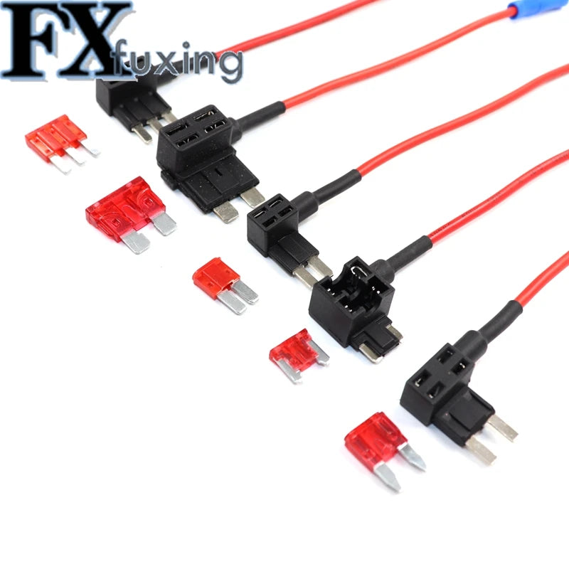 2Set 12V MINI SMALL MEDIUM M2 Size Car Fuse Holder Add-a-circuit TAP Adapter with 5A 10A 15A 20A 25A Micro Mini  ATM Blade Fuse