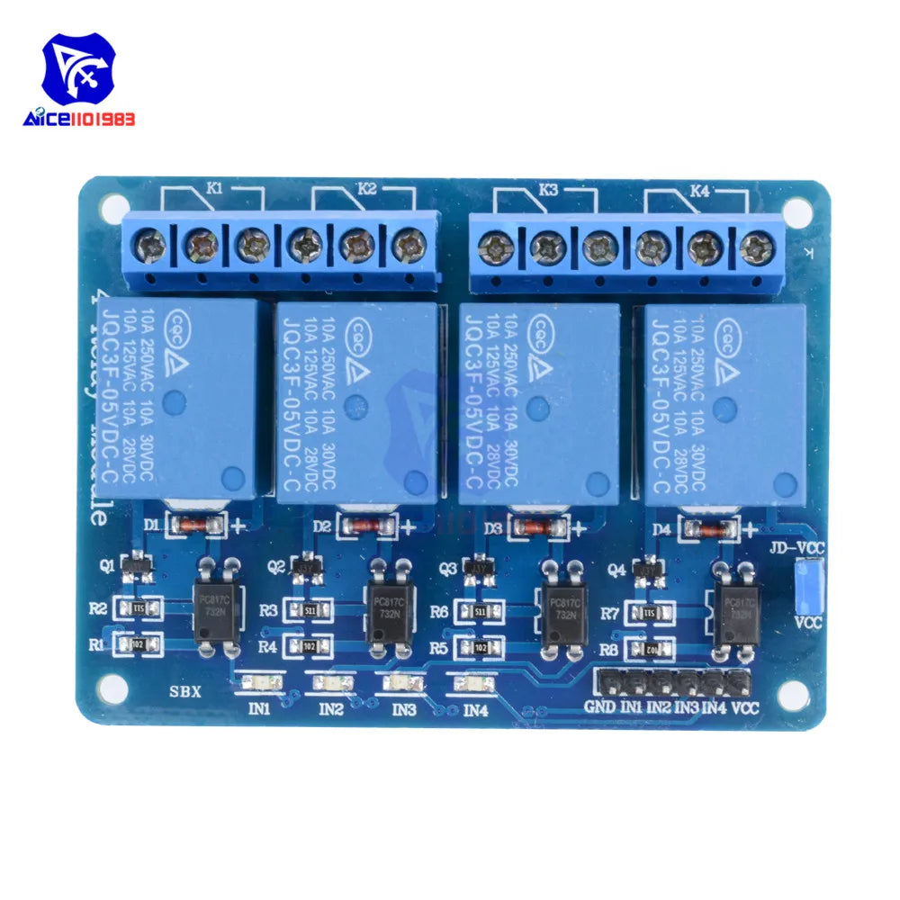 diymore 4 Channel Optocoupler Relay Module for Arduino DC 5V
