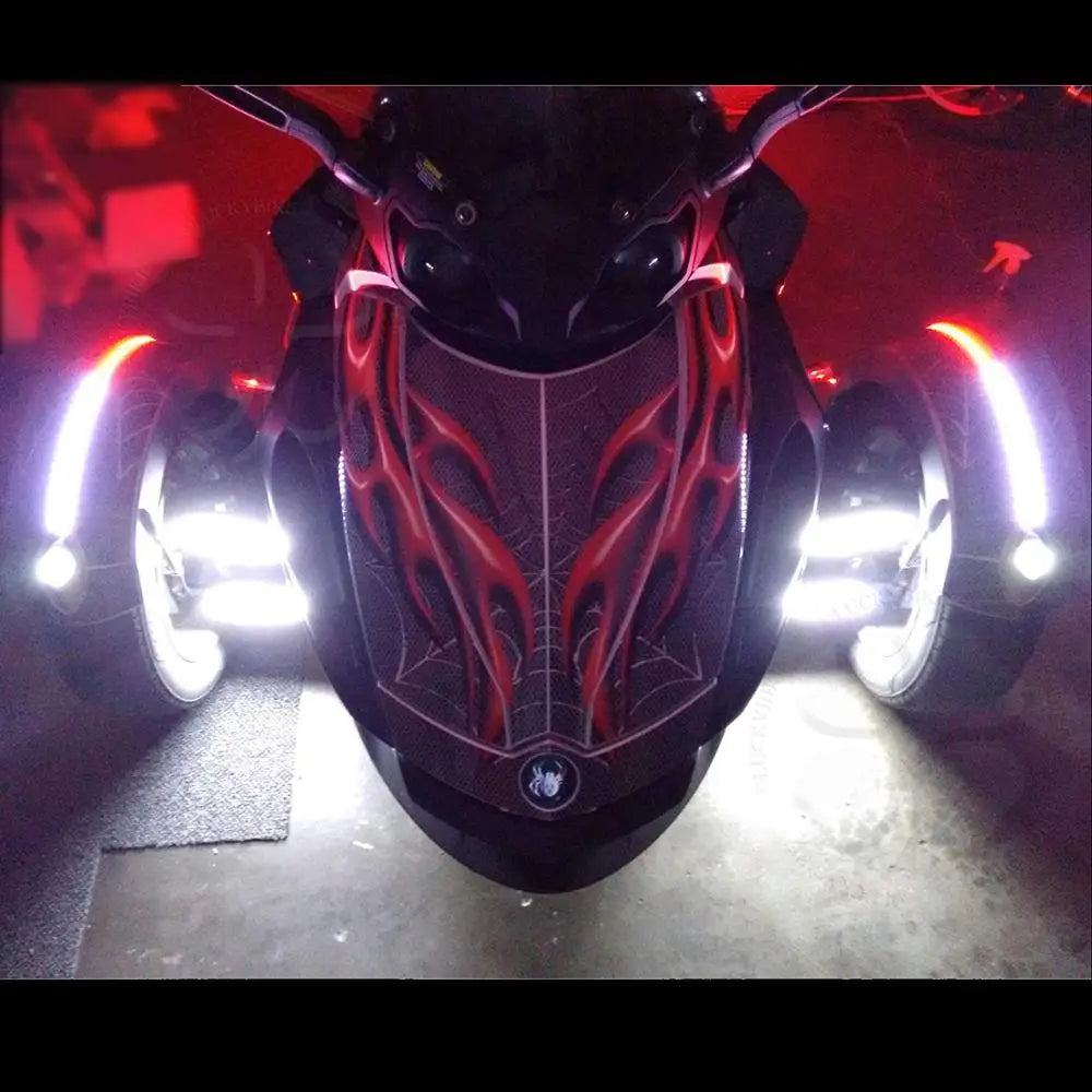 2x Dual Color LED flex Fender Channel Strip Red White Can Am Spyder f3s ryker dual color 3528 Orange LED strip Light