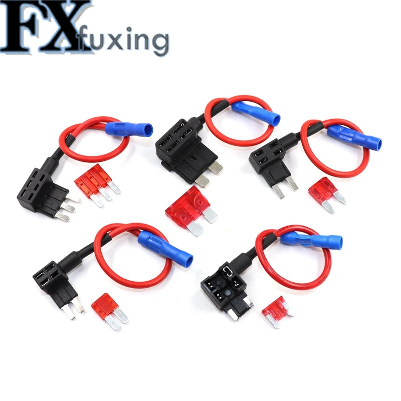 2Set 12V MINI SMALL MEDIUM M2 Size Car Fuse Holder Add-a-circuit TAP Adapter with 5A 10A 15A 20A 25A Micro Mini  ATM Blade Fuse