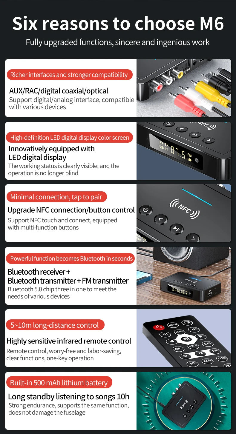 Bluetooth 5.0 Receiver Transmitter FM Stereo AUX 3.5mm Jack RCA Optical Wireless Audio Adapter Remote Control For TV  Car Kit