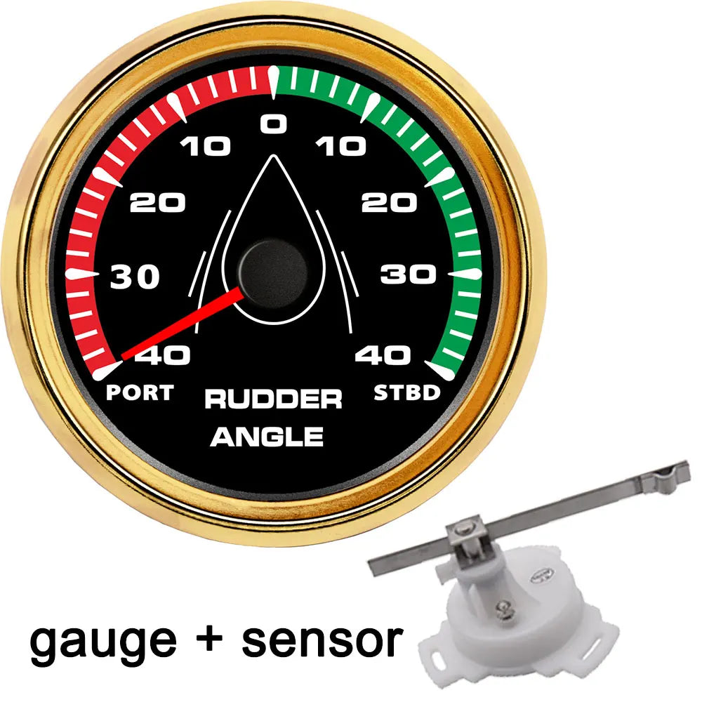12V/24V STBD PORT Rudder Angle Meter 85mm Rudder Angle Indicator with 0-190 ohm Rudder Angle Sensor 7 Color Backlight Customized