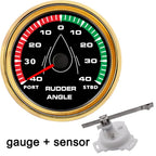 12V/24V STBD PORT Rudder Angle Meter 85mm Rudder Angle Indicator with 0-190 ohm Rudder Angle Sensor 7 Color Backlight Customized