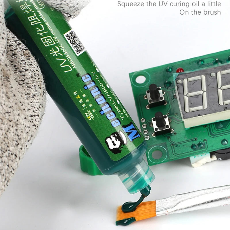 MECHANIC UV Solder Mask Ink Green/Blue/Black/Red/White Oil Welding Flux BGA PCB Circuit Board Paint Prevent Corrosive Arcing