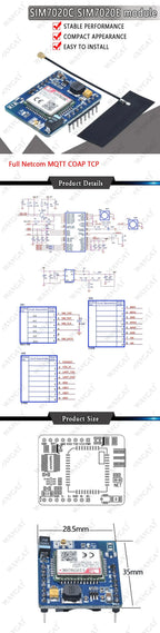SIM7020 SIM7020E Core board or LCC chip New&Original Multi-Band B1/B3/B5/B8/B20/B28 LTE NB-IoT M2M module compatible SIM800C