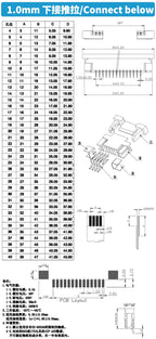 10PCS 0.5mm 1.0mm FPC FFC Connector Flat Cable PCB Connectors SMT ZIF 4 5 6 7 8 10 12 16 18 20 26 28 30 32 36 40 50 54 60P P