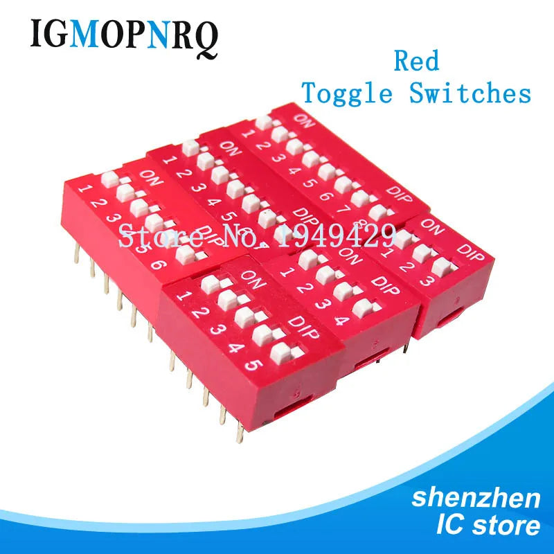 10pcs Slide Type DIP Switch Module 1 2 3 4 5 6 7 8 PIN 2.54mm Position Way DIP Red Pitch Red Snap Switch Dial Switch