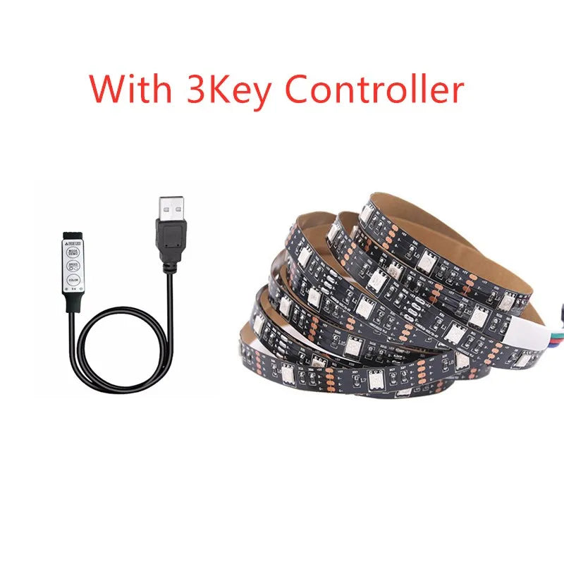 USB LED Strip Light 5V RGB Waterproof Black PCB 5050 0.5m 1m 2m 3m 4m 5m Led Strip Light Tape PC TV Backlight Remote Controller