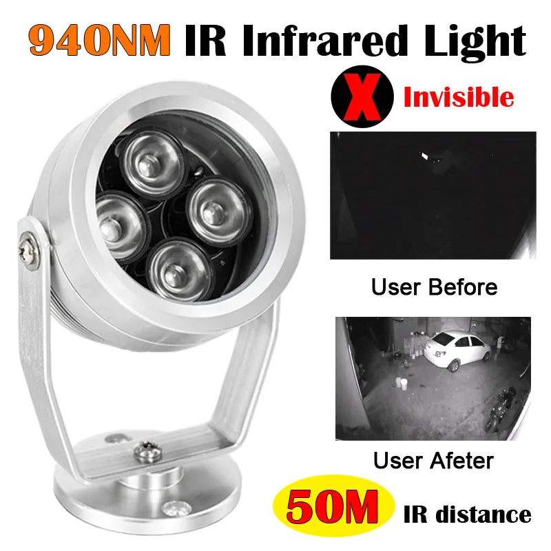 940nm 50m IR Distance 4PCS Array Led Waterproof CCTV Surveillance Camera Night Vision Fill Light Invisible Infrared Light