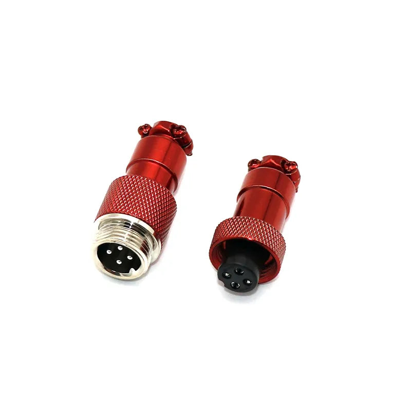Angitu Electroplated GX12 Aviator GX 12 Connector Plug Butting Docking 4 core Male&Female Red Blue Black White Yellow
