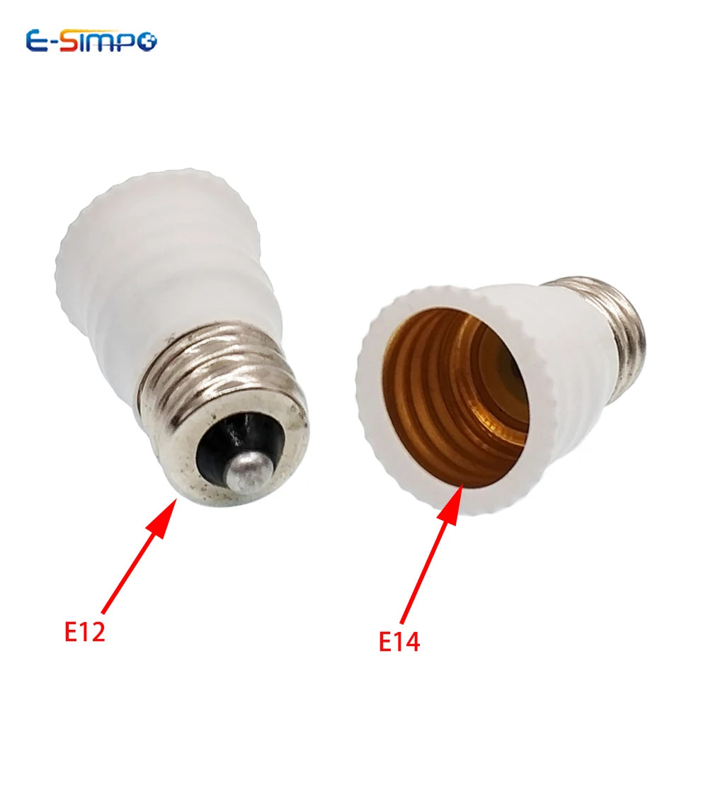 6pcs E12 To E14 LED Chandelier Lamp Socket Converter, US to EU Candle Candelabra LED CFL Bulb Base Holder Adapter