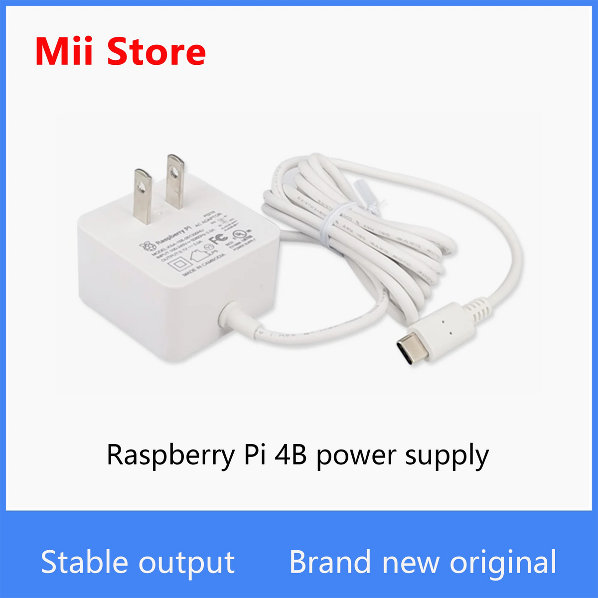 Original Raspberry Pi Official Power Supply 5V3A Type C 15W Output Suitable for Raspberry Pi 4B