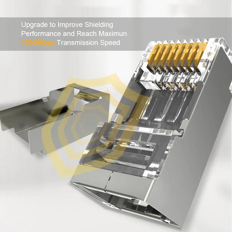 ZoeRax Cat6 RJ45 Connector 8P8C Modular Ethernet Cable Head Plug Gold-plated Cat 6 Crimp Network RJ 45 Crimper Connector