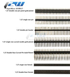 Free shipping (5pcs/lot) Pitch 1.27MM Pin Header Female Single and Double Row 1*40P 50P 2*40P50P Straight/Curved Pin Gold Plated
