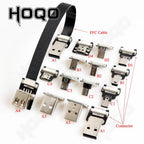 Ribbon Flat FPV  Micro-USB Connector Flexible Cable Raspberry Pi 4 Micro USB/Mini USB Male to Male 90 Degree FFC 20pin Flexible