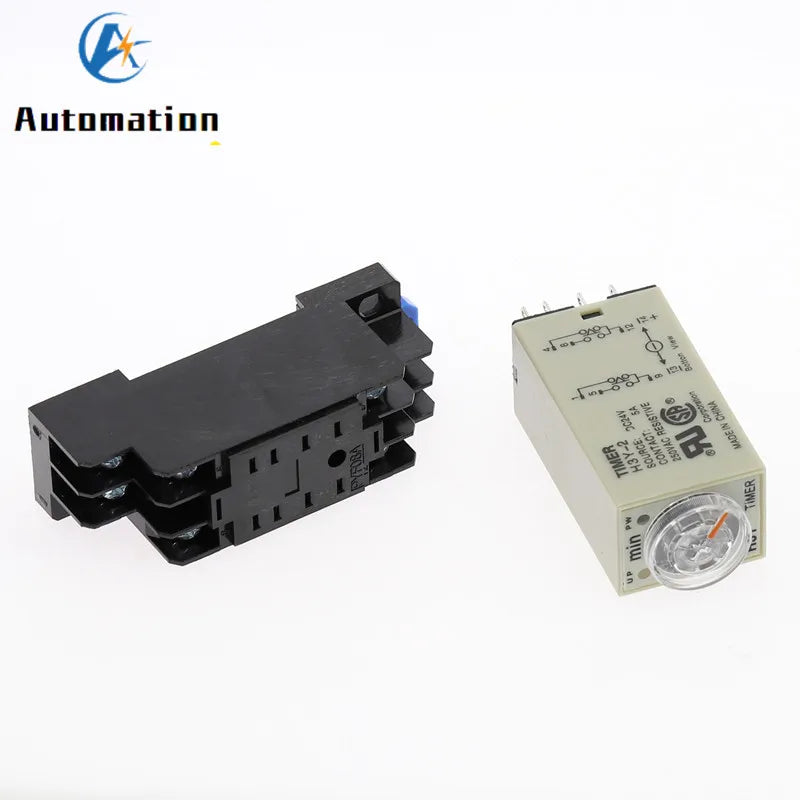 Power-on Delay Rotary Knob DPDT 5S/10S/30S/60S/3M/5M/10M/30M Timer Timing Time Relay AC 110V 220V 380V H3Y-2 With Base Socket