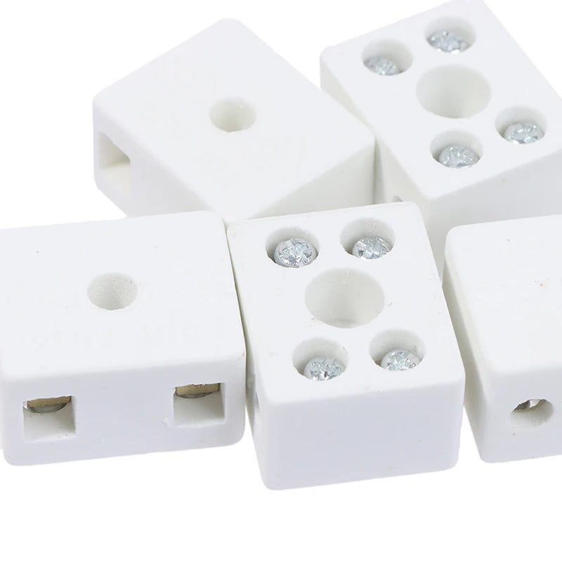 5PCS /Lot 2 Postion 5 Hole Ceramic Wiring Terminal Block High Frequency Porcelain Dual Row Wire Connector