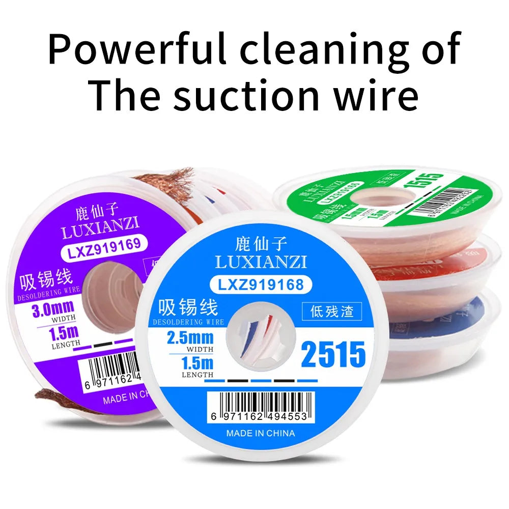 LUXIANZI  Desoldering Wire 1/1.5/2/2.5/3/3.5/4.0mm Width 1.5M Length Desoldering  Braid For Soldering  Desoldering Mesh Welding
