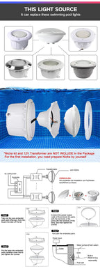 18W 25W 35W LED Underwater Light Par56 Swimming Pool Light LED IP68 12V SMD5730 Underwater Lamp RGB Warm Cold White LED Piscina