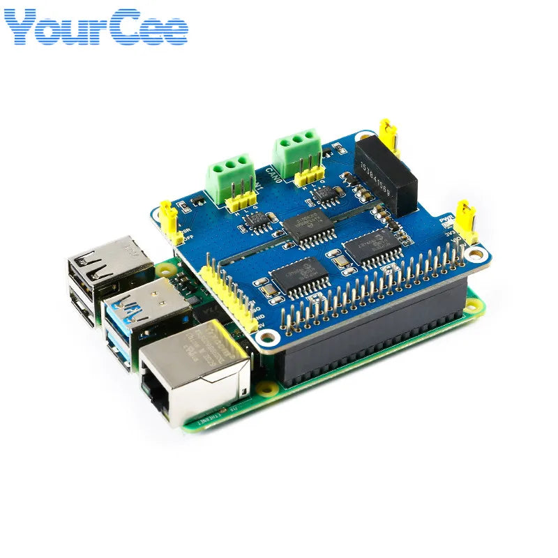 2 Channel Isolated CAN Expansion HAT MCP2515 SN65HVD230 Multi Onboard Protection Circuit for Raspberry Pi STM32 RS485