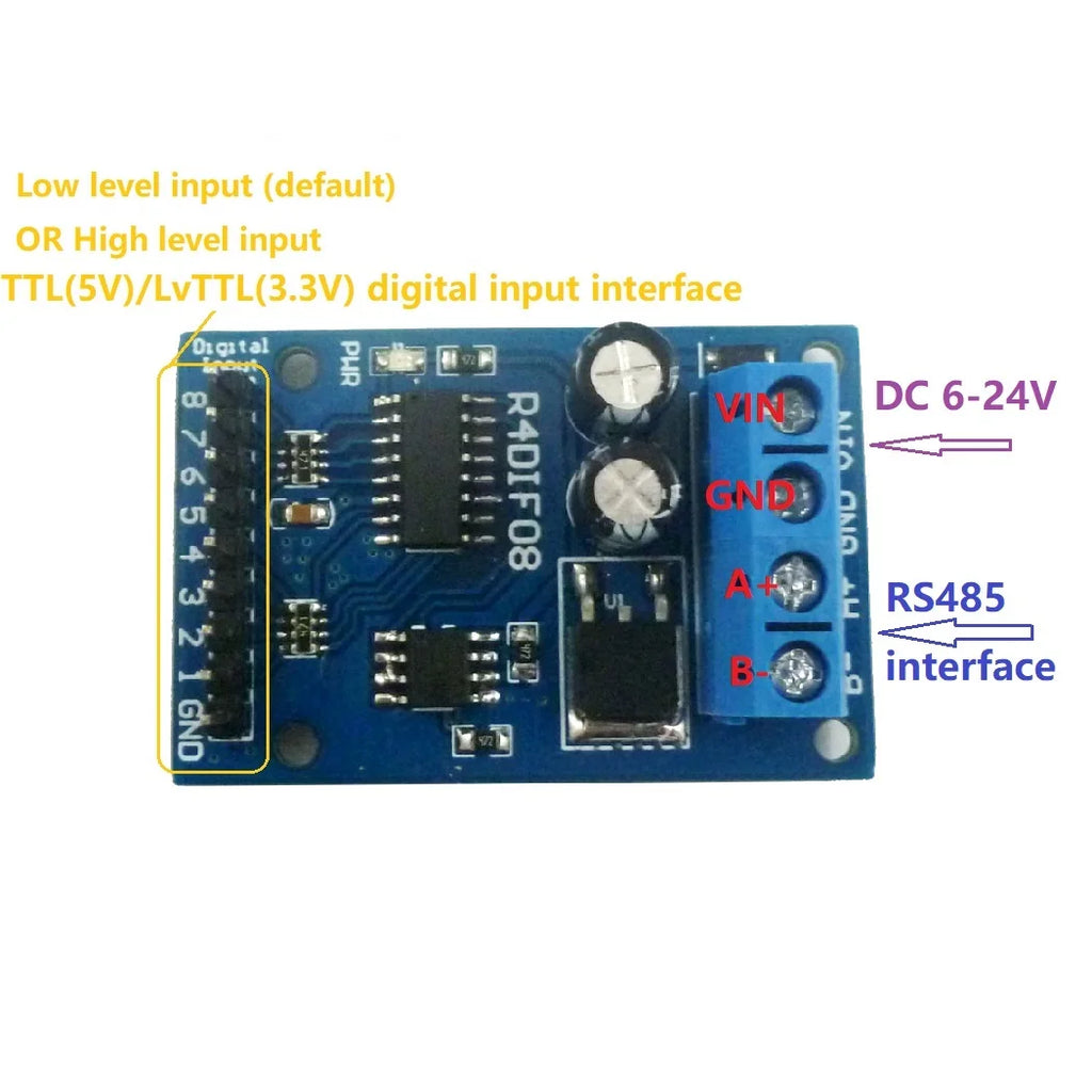 8 Digital Switch RS485 Acquisition Board TTL LvTTL CMOS IO for PLC Expand Relay Industrial Automation