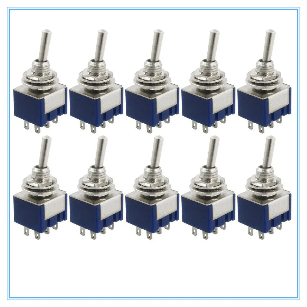 10 Pcs AC 125V 6A Amps ON/ON 2 Position DPDT Toggle Switch New