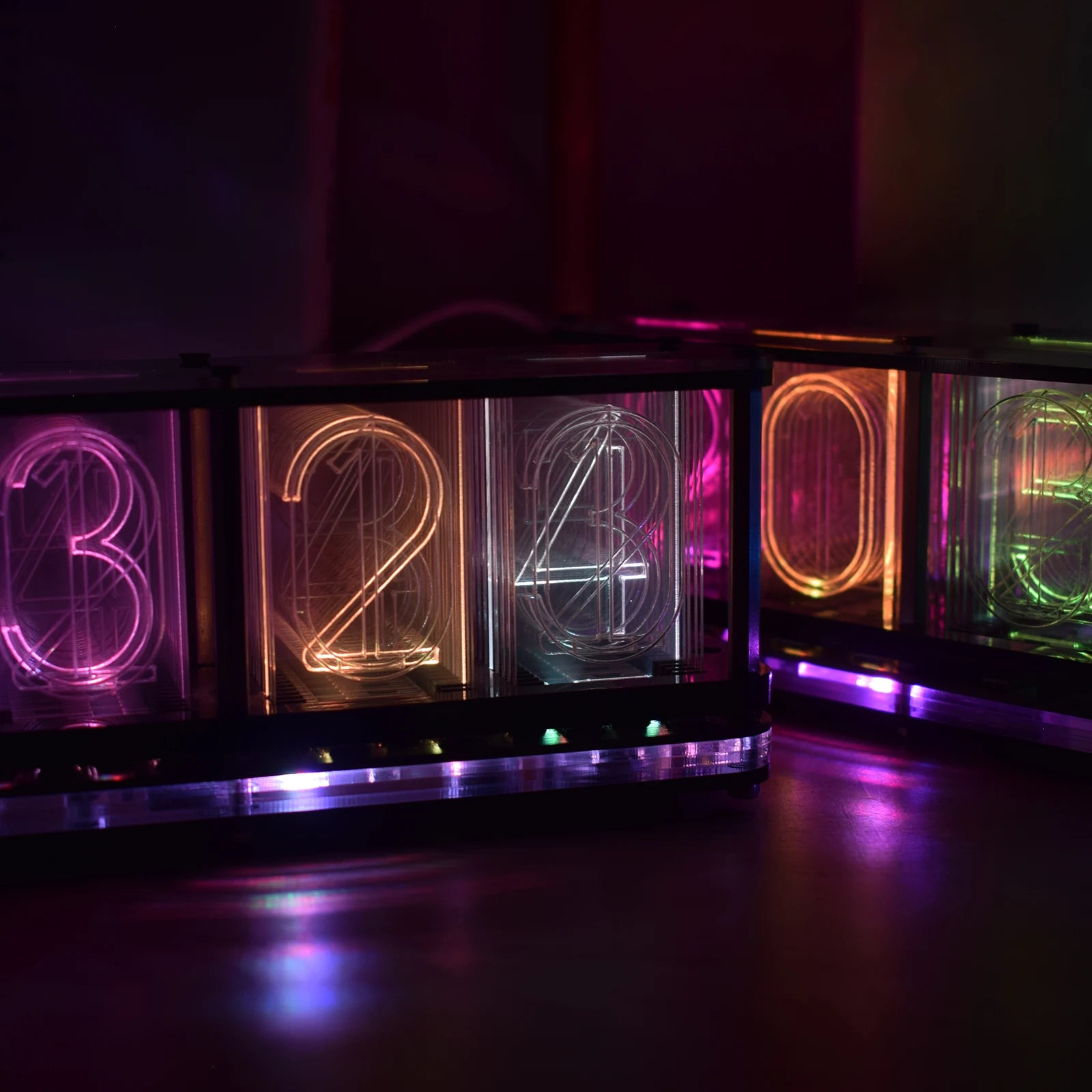 【Big Font】DIY Rainbow RGB Full Color LED Digital Retro Glow Analog Nixie Tube DS3231 Electronic Clock Music Spectrum Display Kit