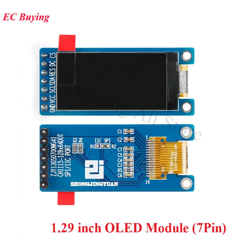 1.29 Inch OLED Module 1.29" 12864 Screen White 128X64 OLED LCD LED Display Module IIC SPI Interface CH1115 for Arduino