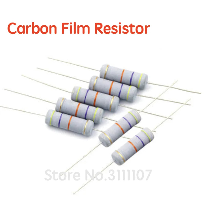 100PCS/LOT  1W 5% Carbon Film Resistor  0.1R - 750R  0.1 0.5 1 4.7 10 47 100 200 270 470 560 750 ohm Resistance Carbon Film