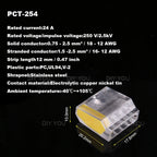 25/50/100Pcs 252/253/254/255 Fast Push-in Conductor Wiring Connector Terminal Block Compact Wire Connector 2/3/4/5Pin AWG18-12