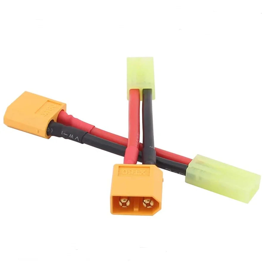 2Pcs XT60 Male Female to Deans Mini Tamiya XT30 EC3 MPX Tamiya Male Female Connector Adapter with 14awg 4cm Wire for RC Battery