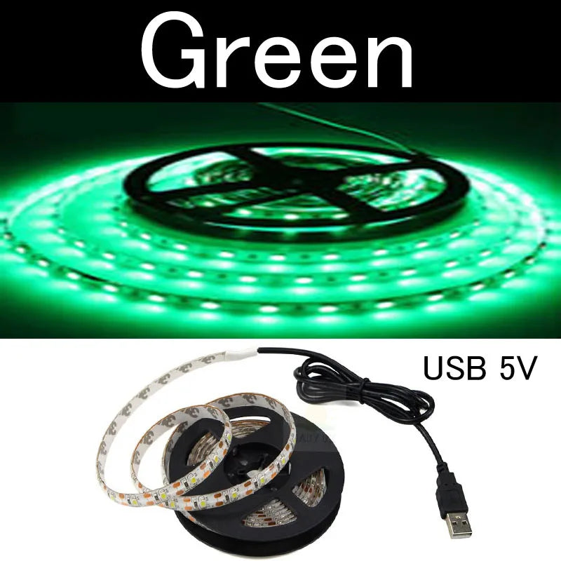 5M USB LED Strip Light 5V 3528 1 Meter 5 Meter White Warm White Pink Green Blue Red SMD RibbonKitchen Light Under Cabinet Lamp