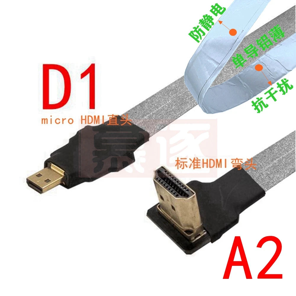 FPV Micro Mini HDTV-Male 90 Degree Connector FPC Flexible Flat HD Ribbon Cable FFC Pitch 20pin For Drone Gopro DSLR Gimbal Kit