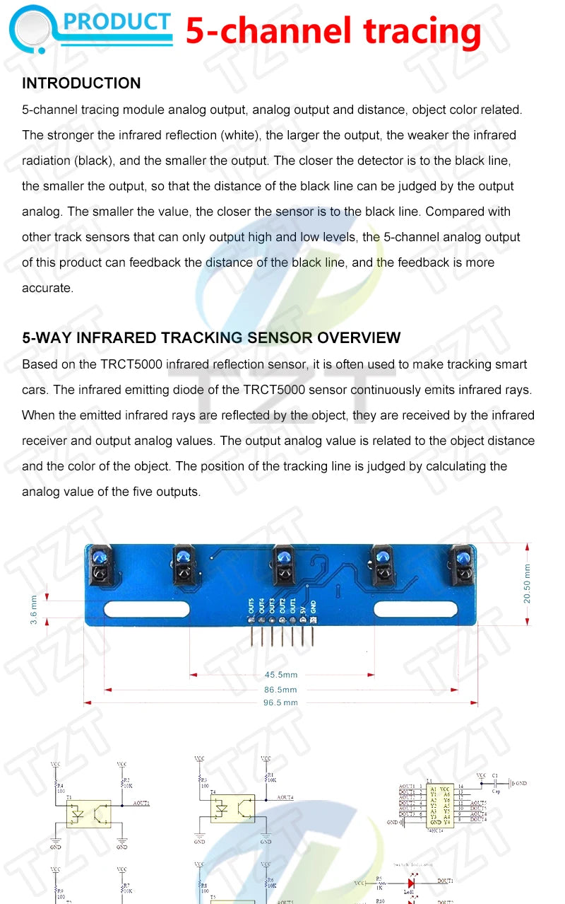 TZT 1/3PCS TCRT5000 Infrared Reflective Sensors IR Photoelectric Switch Barrier Line Track Module For Arduino