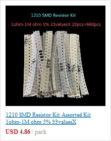 50pcs/lot 3296W Series 500R 1K 2K 5K 10K 20K 50K 100K 200K 1M Multi-turn Potentiometer 10K Variable Resistors with Box Set