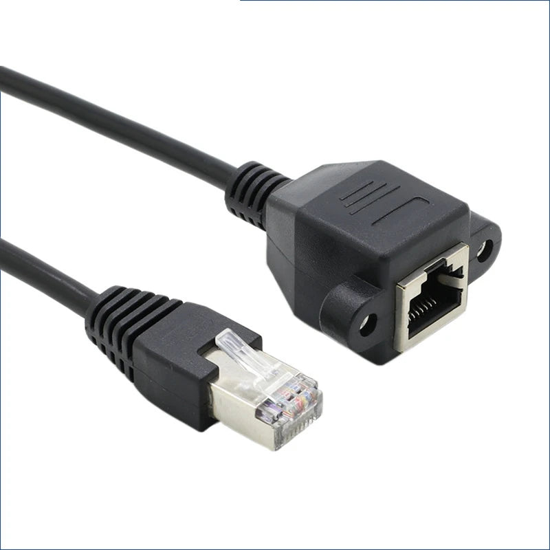 High Quality 90 Degree 8P8C FTP STP UTP Cat5 RJ45 Male to Female With Screw LAN Ethernet Computer Network Extension Cable
