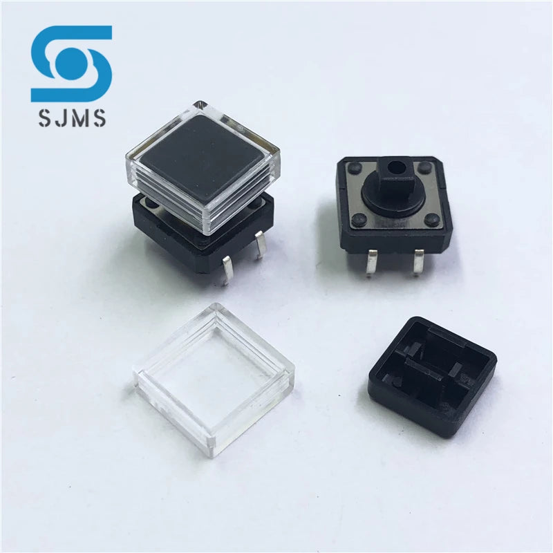10pcs B3F Tactile Push Button Switch +A14 Color Hat 10pcs + Transparent Cap 10pcs Momentary Tact Touch Micro Switch 12*12*7.3mm