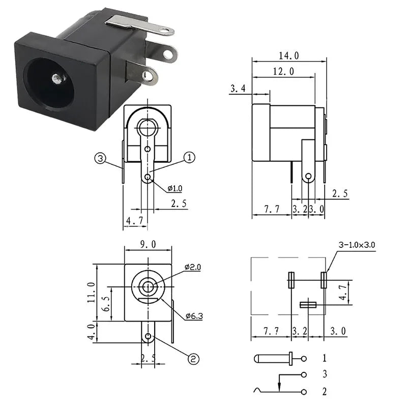 10Pcs DC Power Jack Connectors 5.5 x 2.1mm DC Plug Male Female Socket Soldering Type Nut Panel Mount DC Power Adapter Connector